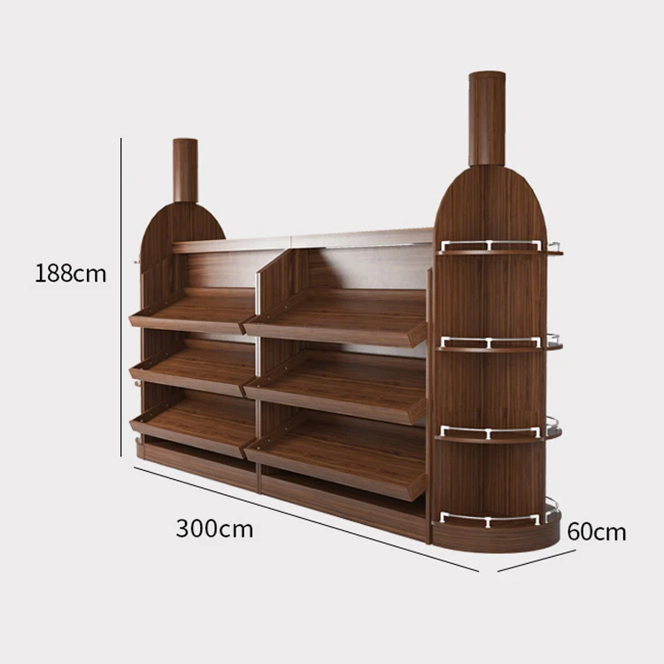Modern wine store display rack wooden wine display rack