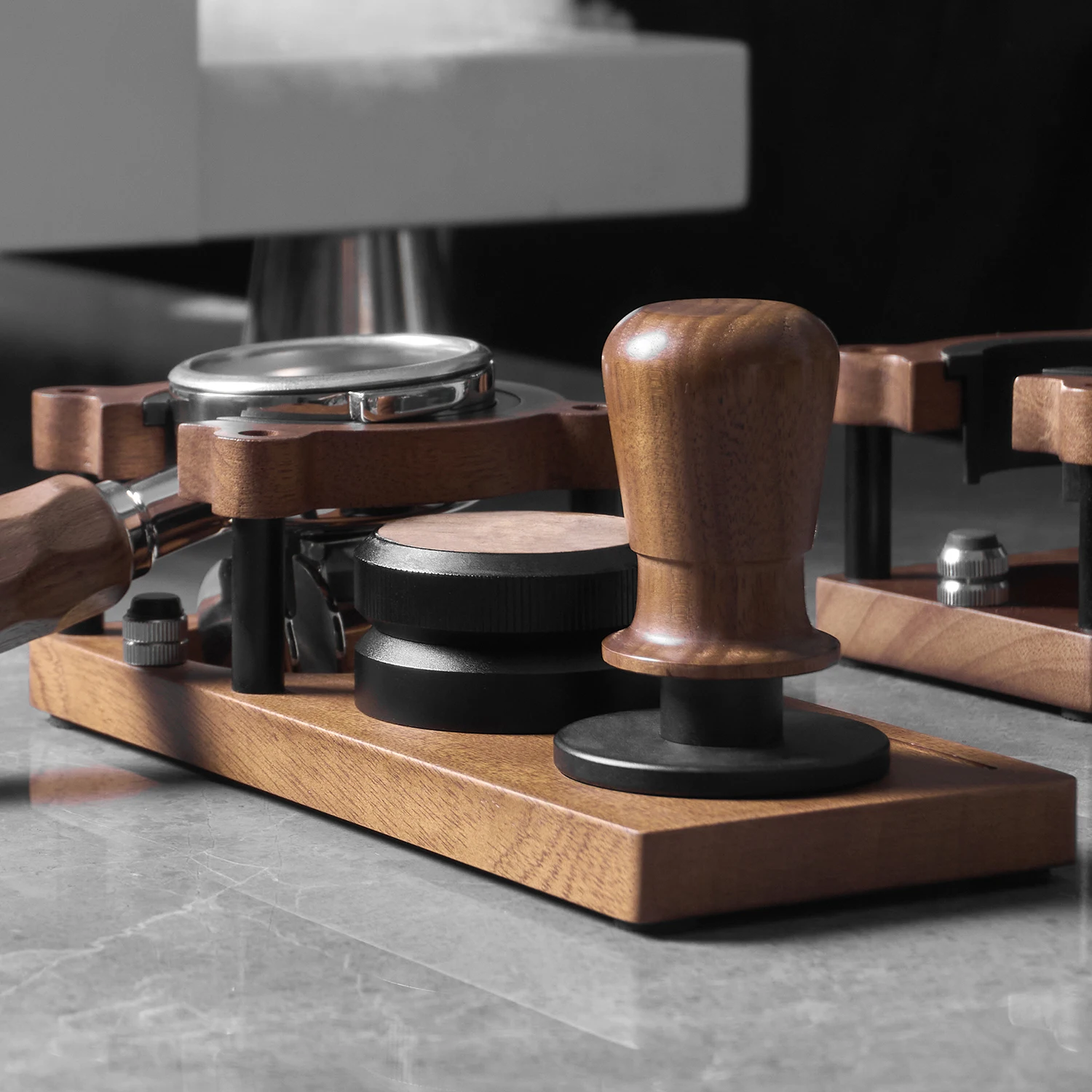 51mm/53mm/58mm Coffee Filter Holder Tamper Stand Solid Wood Espresso Distributor Mat Base Rack Barista tool