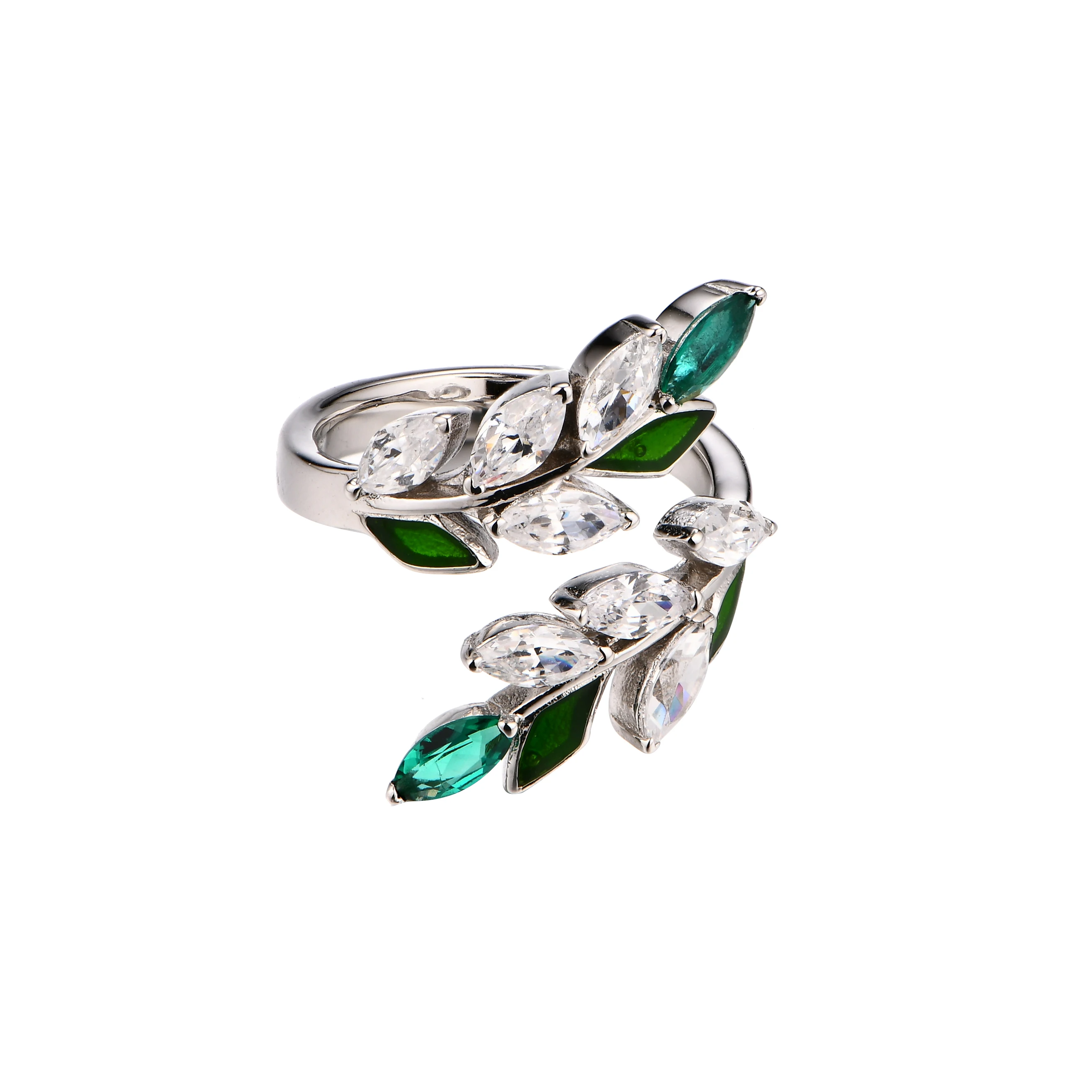 Factory Direct Sale White Gold Emerald Cut 925 Sterling Silver Emerald Diamond Engagement Rings  for Women