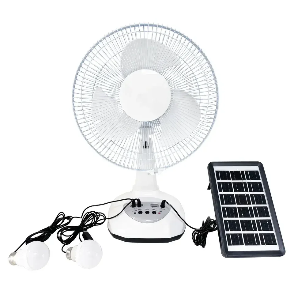Wholesales home office use solar battery dc table desk soar panel rechargeable table fan