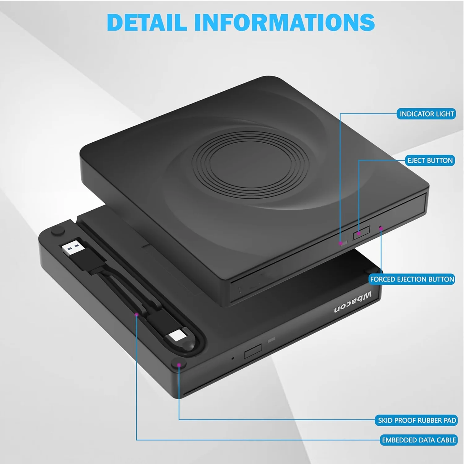 New design Blu-ray 3D cd dvd bd burner supports burning and writing compatible mac/Laptop/desktop/all-in-one  1920*1080P