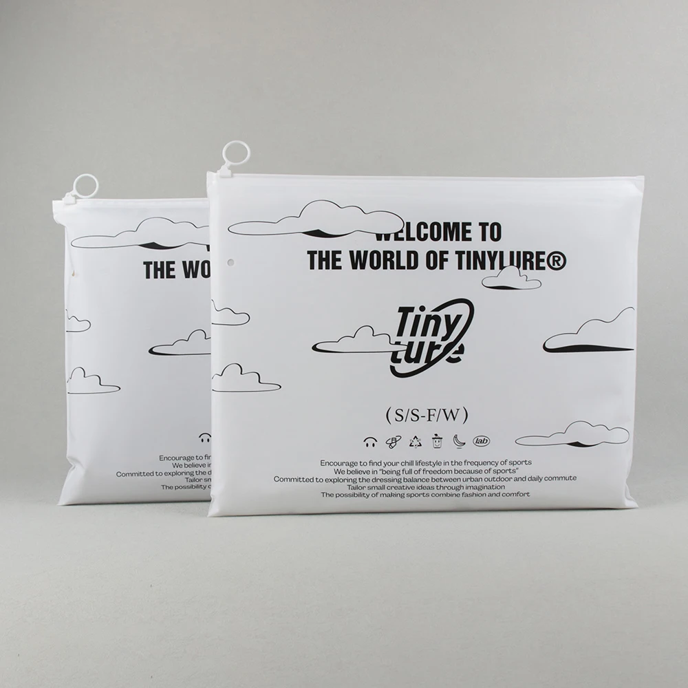 high quality matte white one side frosted bag clothing packaging bags plastic zip lock clear plastic bag with zipper