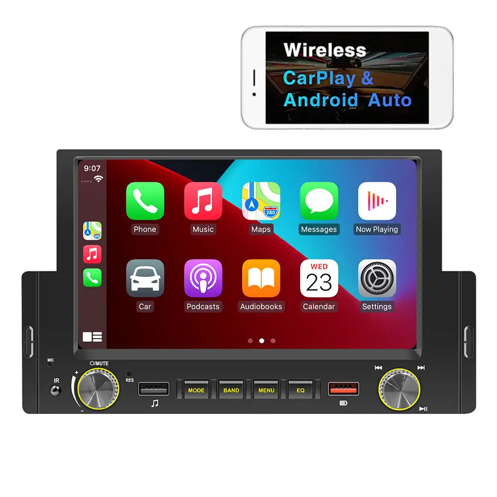 TOPSOURCE Universal single 1din Autoradio Car Video 6.2 Inch Android screen auto electronics android  with wireless carplay