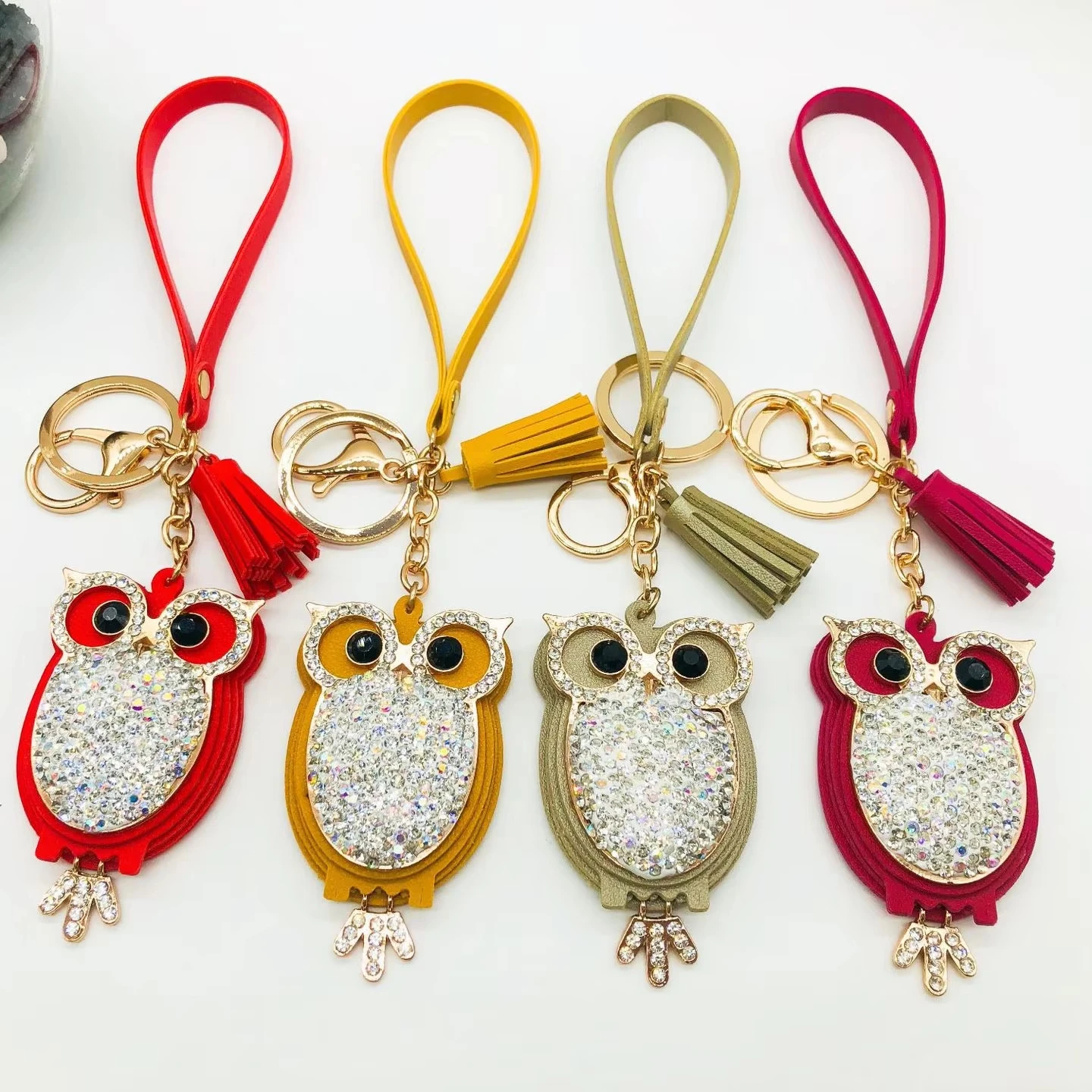 Оптовая продажа брелок для мобильного телефона брелок из искусственной кожи сова Алмазная сумка автомобиль кулон