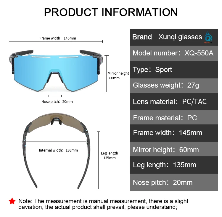 Sports Eyewear Custom logo Wholesale Frameless UV400 Protect Windproof Oversize