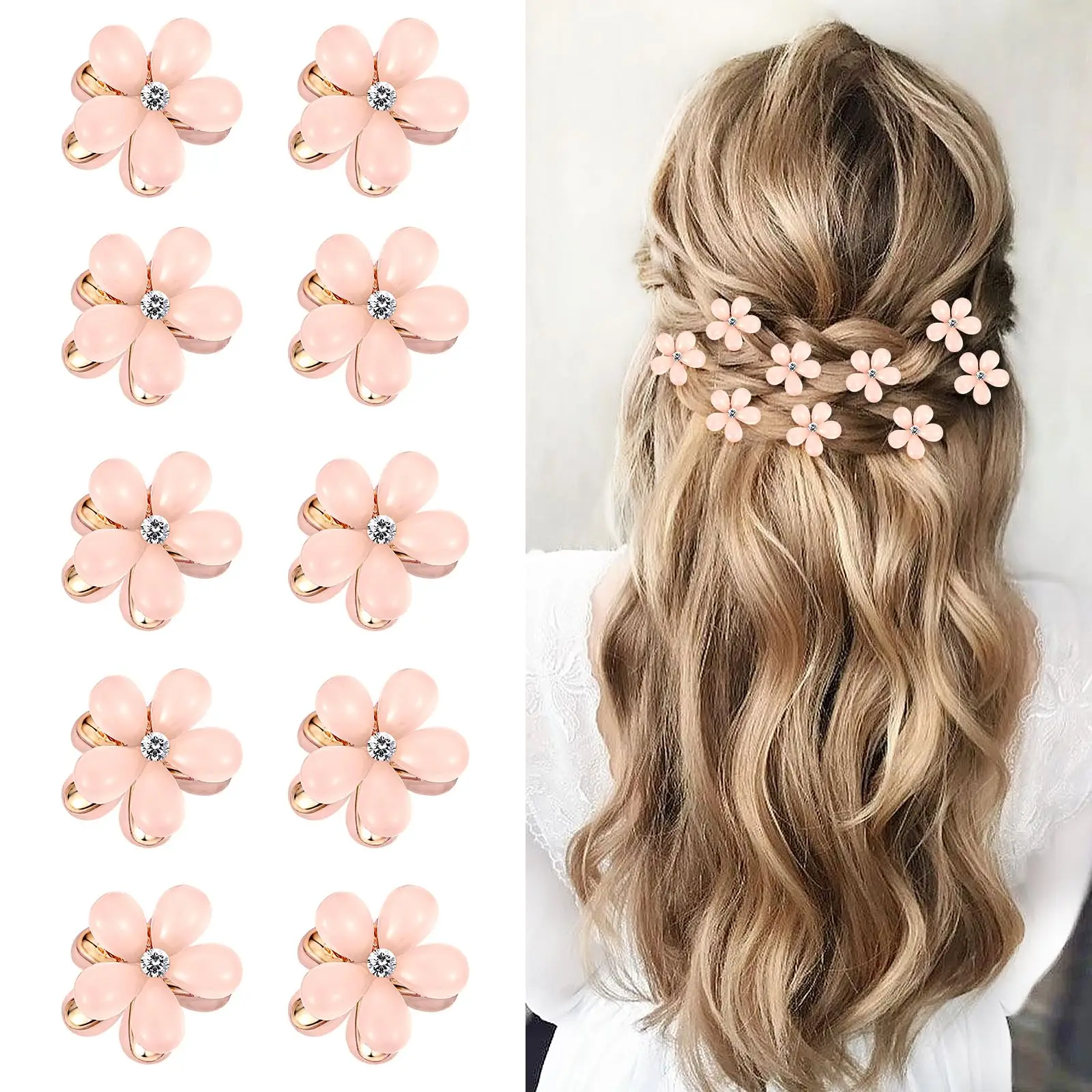 Small Hair Claw Clips with Crystal Cute Metal Hair Pin Sparkling Barrettes for Sweet Girls