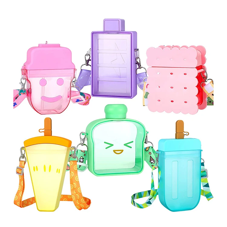 Drinkware creative watermelon camera leakproof summer straw plastic drink bottles kids school water bottle