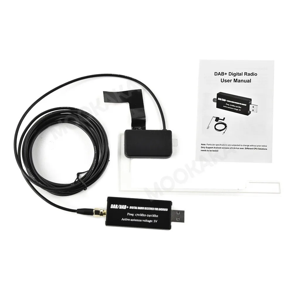 MOOKAKA Radio Receiver in Car Antenna Digital DAB+ Adapter Aux Tuner Box Audio USB Amplified Antenna Android Decoding Radios FM