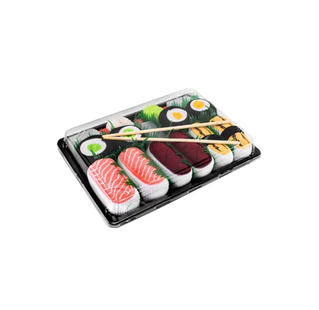 
Tamago Salmon Tuna Cucumber Gift Box Sushi Rainbow Set Funny Colorful Cotton Custom Made Logo Mens Socks 