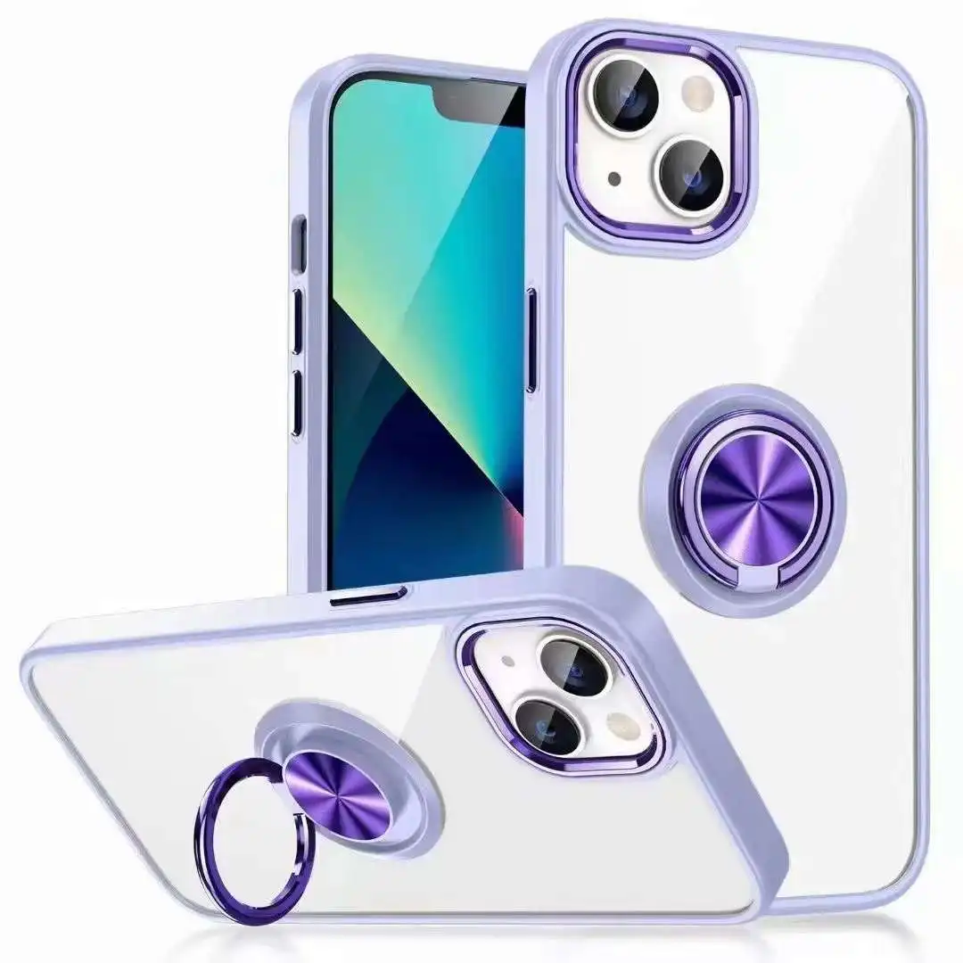 Metal camera lens Ring grip holder mobile phone case For iphone 13 12 11 Pro Max 12mini x xr xs max 7 8plus Clear shockproof cas
