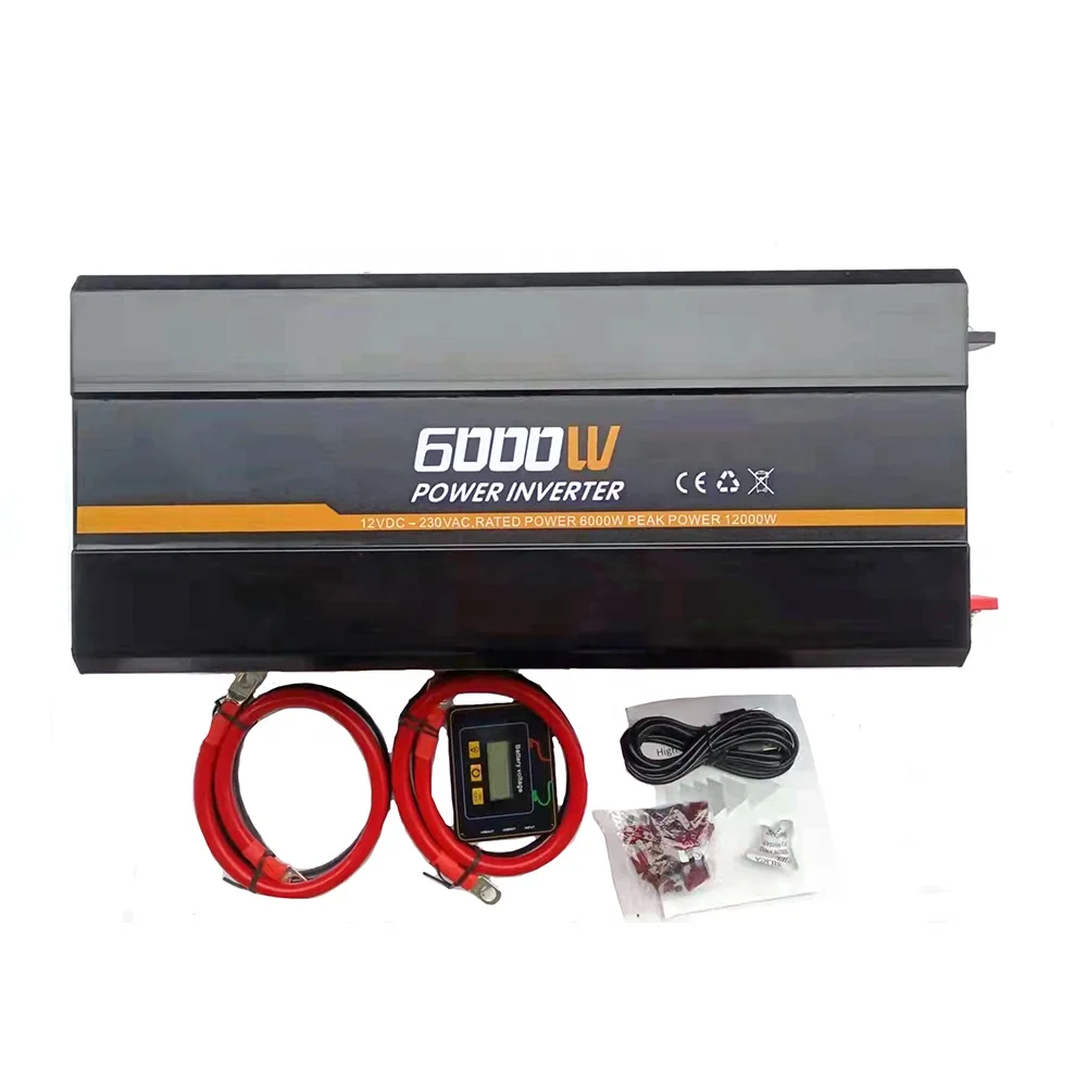 off grid smart dc 12V 24V 48V to ac 110V 220V solar battery charger 6000watt pure sine wave power inverter 6000w