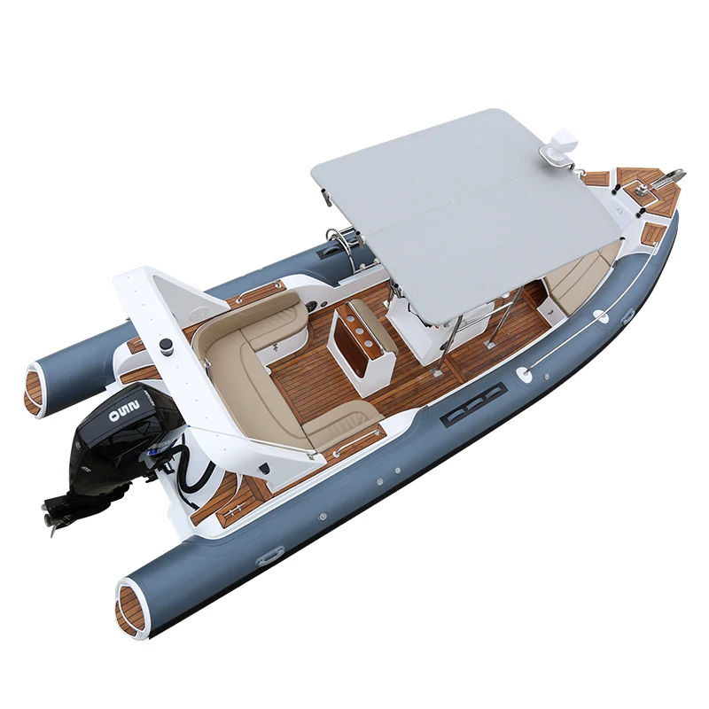 China Hot Sale RIB 760 Rigid Hull Hypalon Inflatable Fiberglass Rib Boat with Outboard Motor for Sale