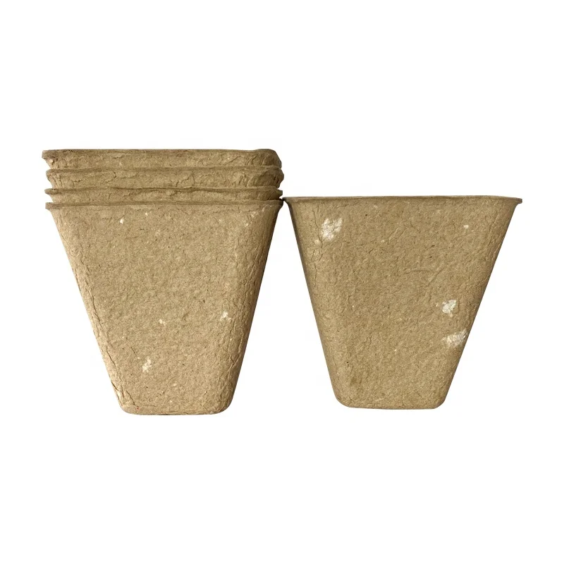 Wholesale Biodegradable Square Pulp Material Seedling Cups Peat Plant Pots for Planting Disposable Flower Pot Pulp Material Cups