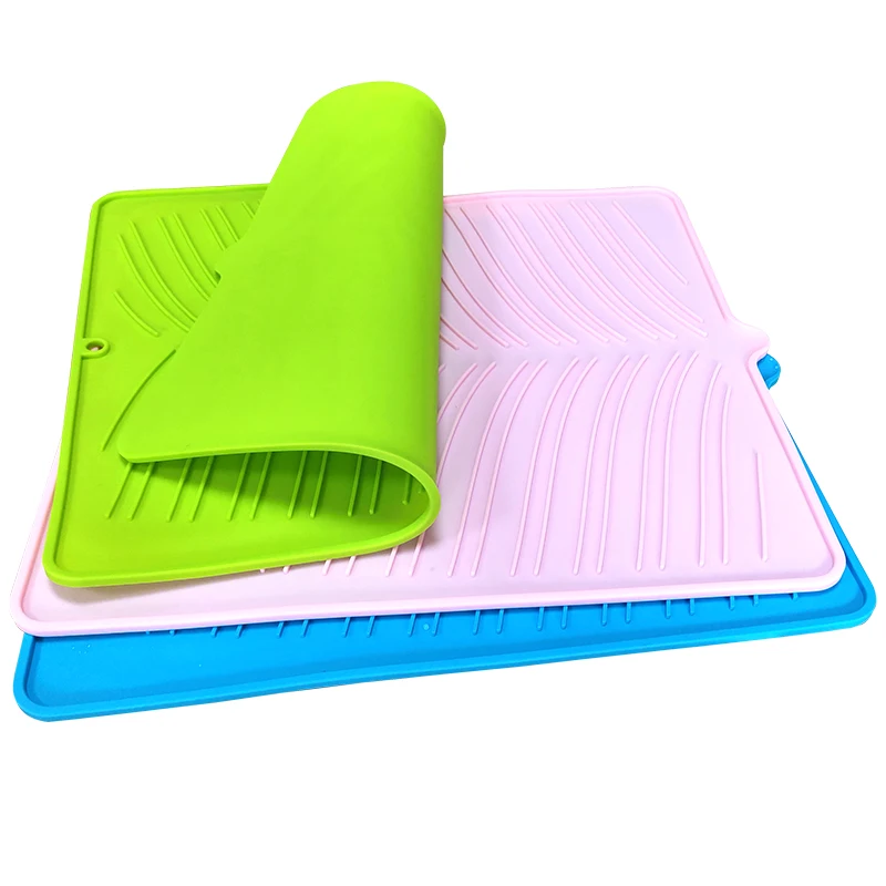 Wellfine силиконовый коврик для сушки посуды, индивидуальный Быстросохнущий коврик, защитный термостойкий нескользящий коврик для сушки посуды без БФА