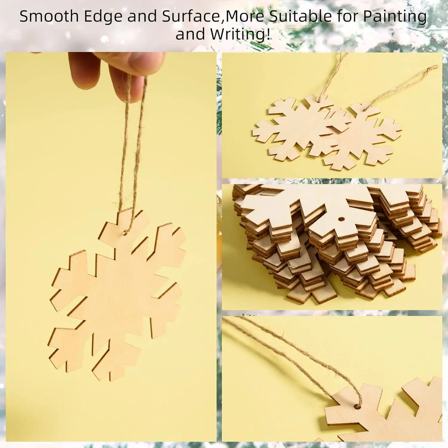 DIY Wooden Easter Customized Shaped Ornaments to Paint for Kids, Unfinished Wood Slices Holiday Hanging Decorations
