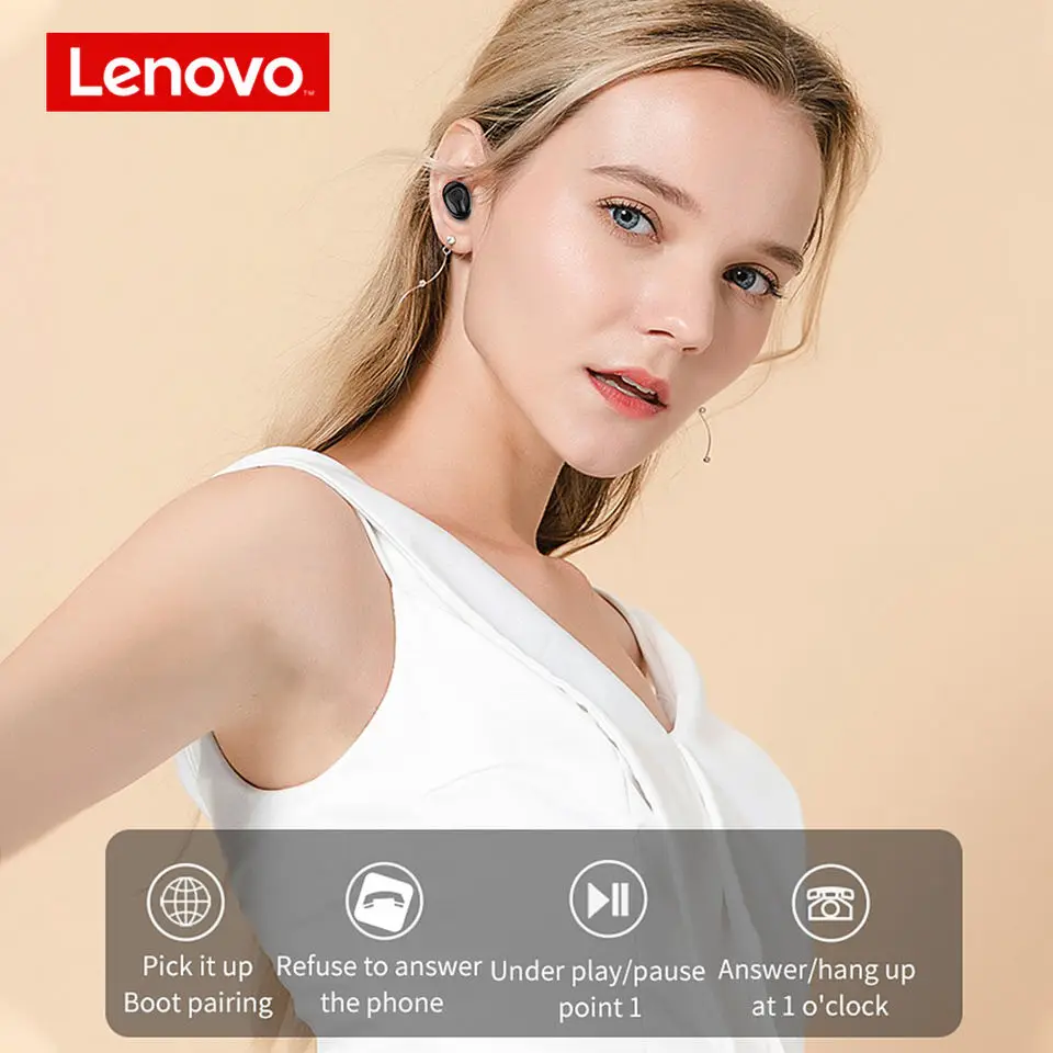 Lenovo HT18 TWS Sports True Wireless Bluetooth 5.0 Earphone Earbuds HD Stereo Headset Battery 1000mAH Charging Box