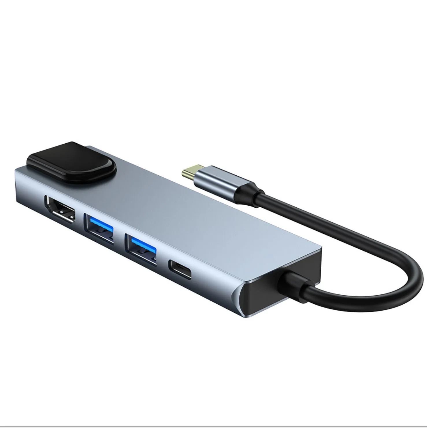 Factory customizable appearance Logo Gray 5-in-1 USB Type-C hub Hdmi 4K USB C hub to Gigabit Ethernet Rj45 Lan adapter