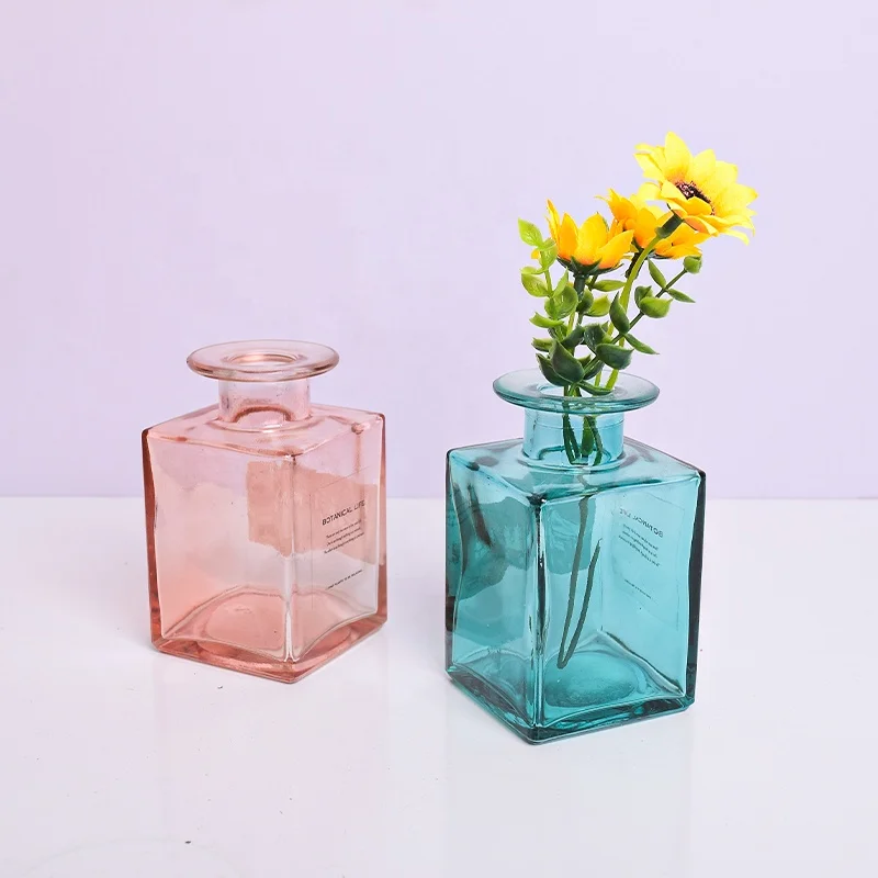 Square modern glass bud vase set for flowers small bud vase in bulk vintage glass vase for centerpieces