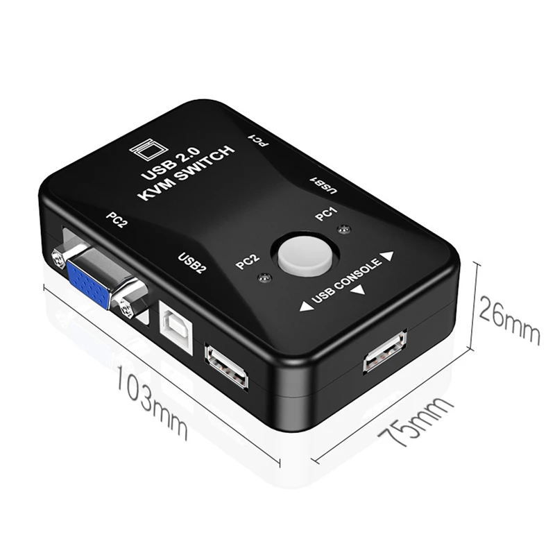 Doonjiey с 2 портами usb видео KVM переключатель с сенсорным экраном для ЖК дисплей ПК ТВ монитор видео VGA KVM переключатель