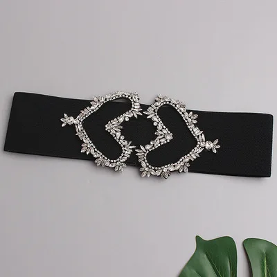 Новый дизайн со стразами в форме сердца; Украшенные стразами; Эластичная резинка на талии ремни декоративные платье поясные