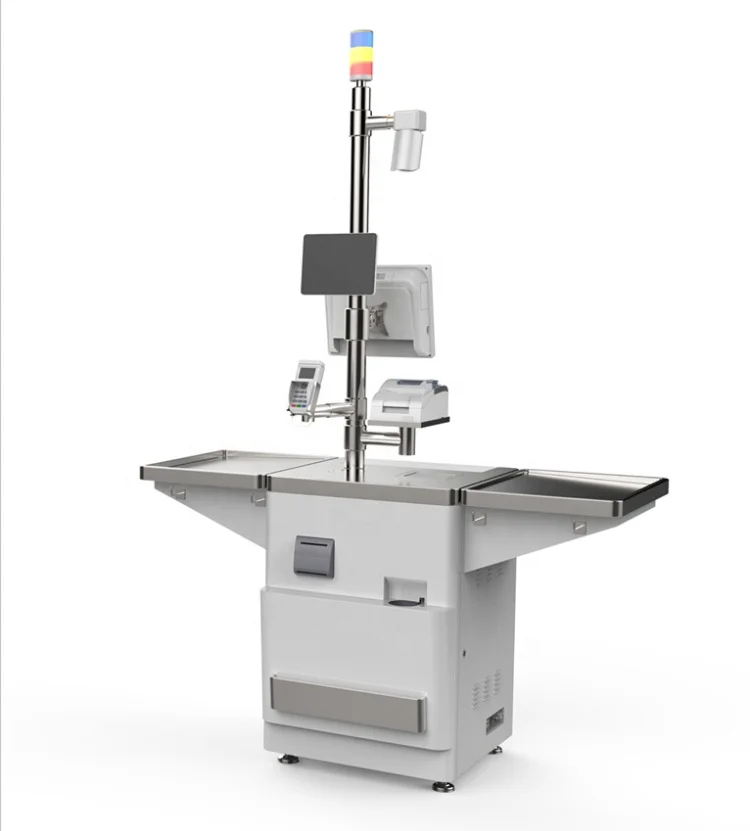 Self check out kiosk with touch screen and ads screen Bags packing self payment Custom thermal printer kiosk