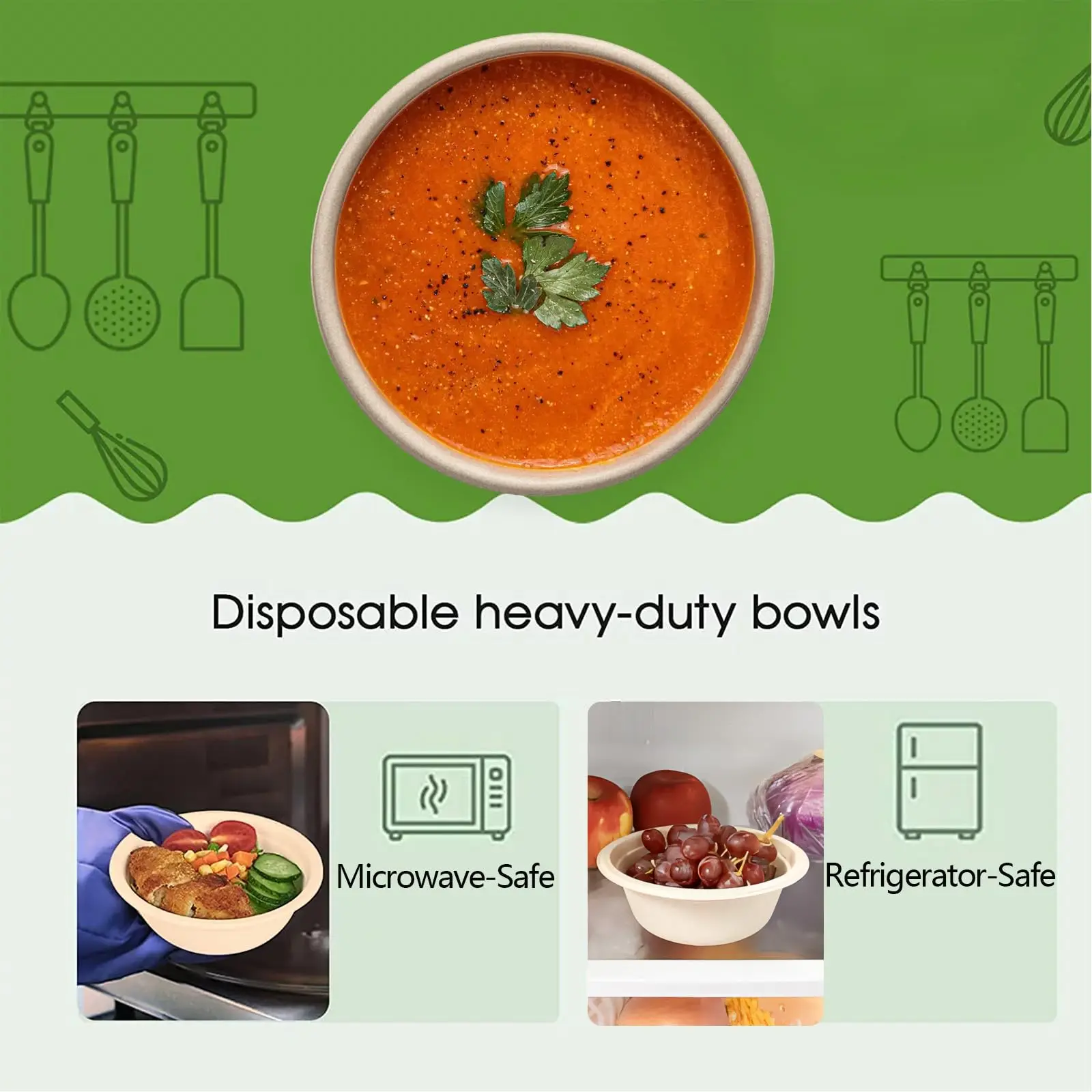 Customize Sugarcane Bagasse Biodegradable Bowls 32 Oz Deep  Bagasse Paper Bowls Disposable Soup Bowls For Soup