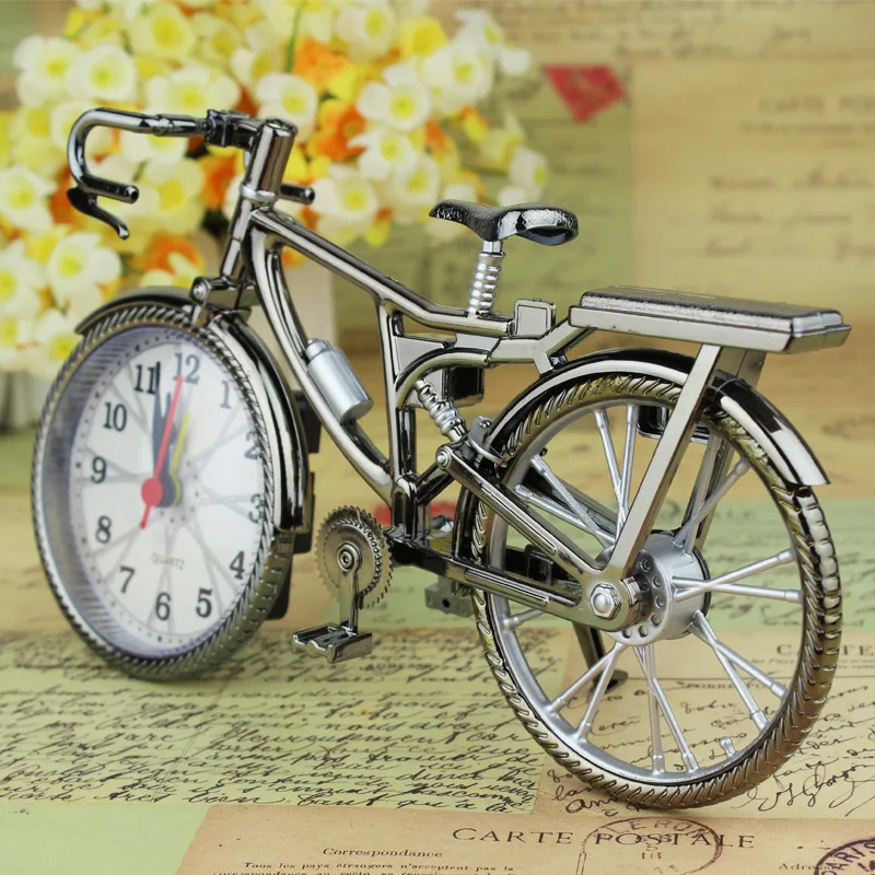 Alarm Clock Retro Bicycle Shape Creative Table Clock Numeral Vintage Bike Watch Plastic Living Room Home Decor Digital Clock