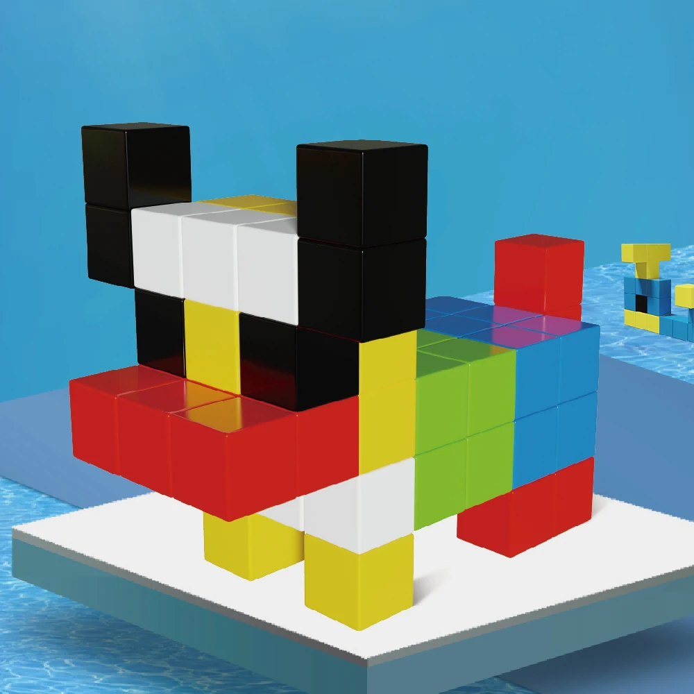 48pcs Kids STEAM Teaching Aid Educational Toy Magnetic Cube Digital Jigsaw Puzzle Colorful 3D Magnetic Cube Building Blocks Toys