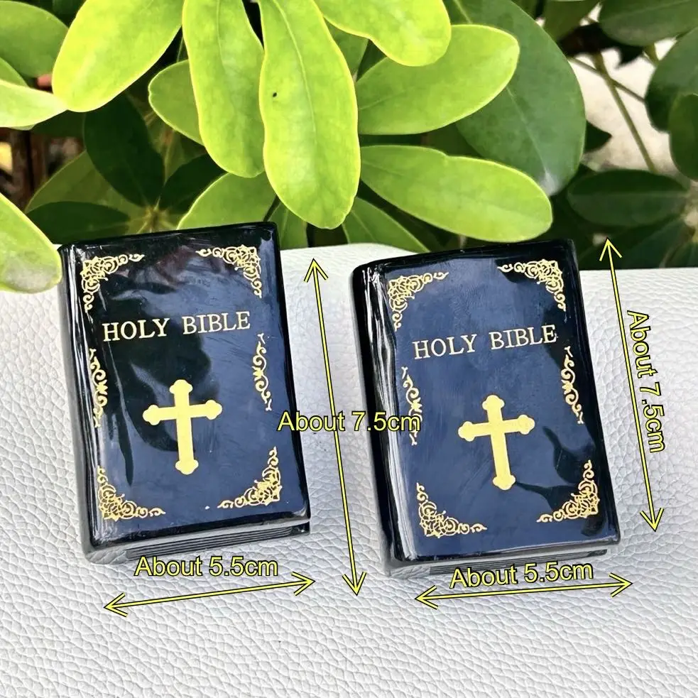 Wholesale Fanshi Natural Crystal Carving Black Obsidian Bible Sculpture Spiritual Healing Cube Crucifix Holy Writ Feng Shui Gift