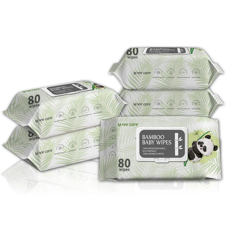 Натуральные Детские чистящие влажные салфетки бамбуковые детские OEM