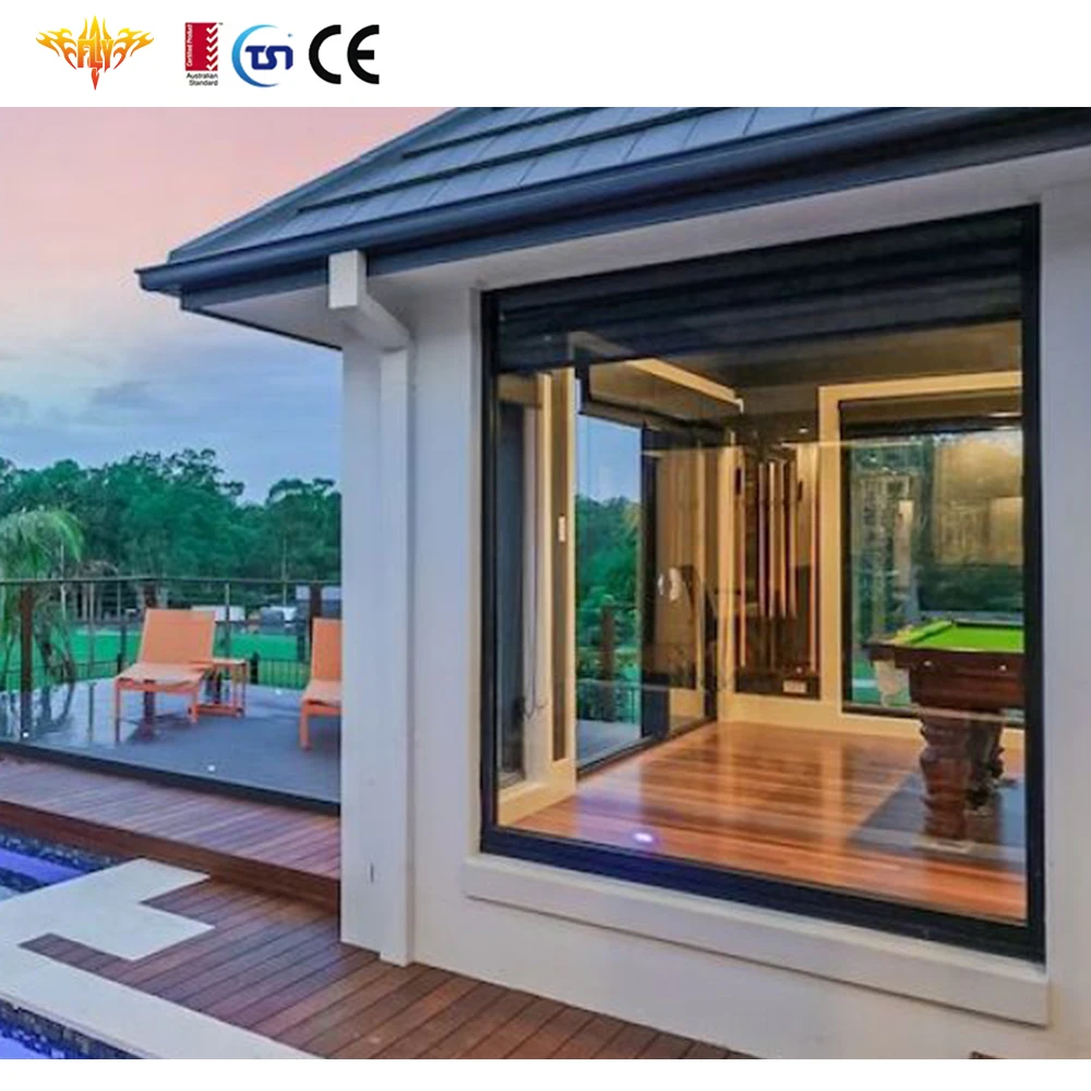 Customization design large size aluminum pictures window double tempered glazed fixed windows for Residential Villa