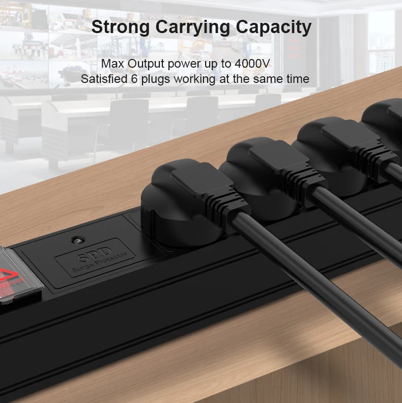  Переключатель удлинителя AMPCOM PDU 6 розеток 220-250 В 10 А медный материал корпус из алюминиевого