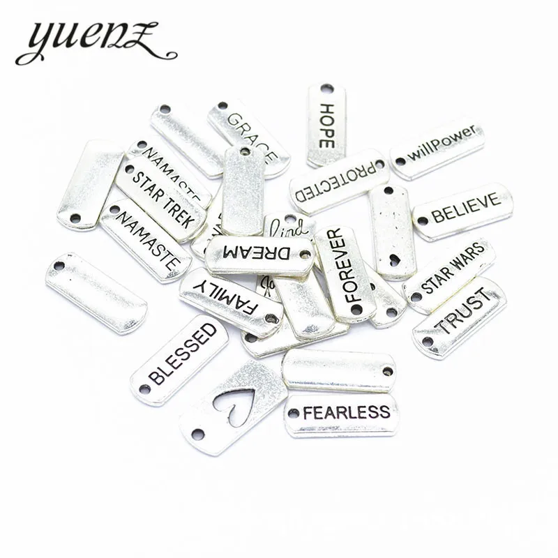 YuenZ Antique Sliver Plated Message Letter Tag Charm DIY metal Pendant for jewelry making S231