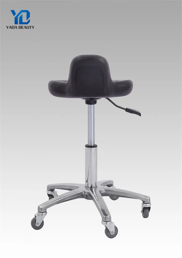 Hair salon furniture black five wheels saddle rolling salon cutting stool chair hairdressing salon master chair for sale cheap