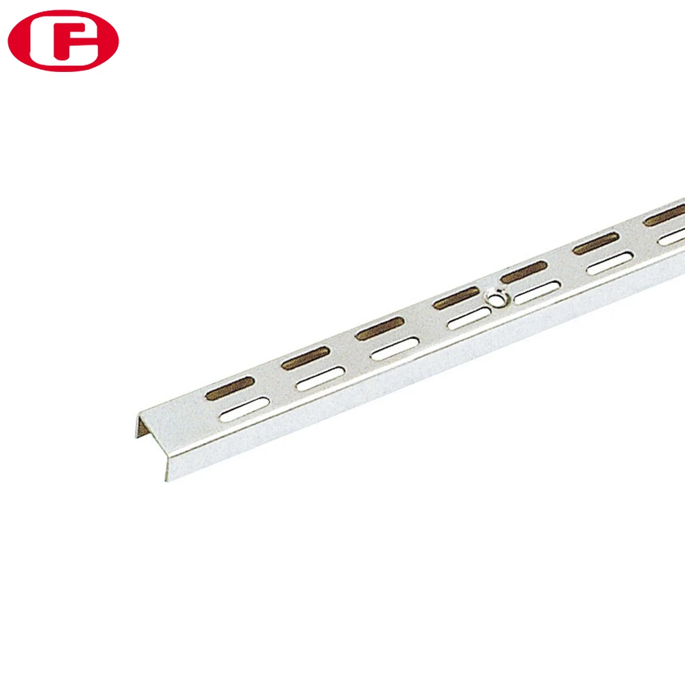China Supplier Chrome Plating Twin-Slot System Wall Bracket Supermarket Shelves Slotted Double Hole Aluminum Steel shelves