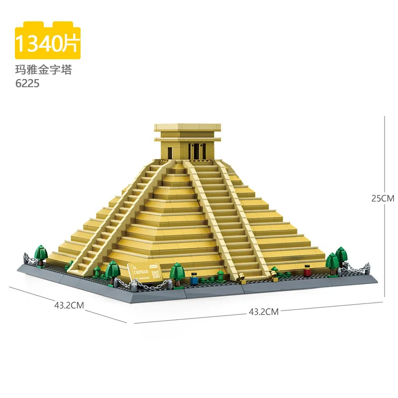 6225  Building MOC Brick Architecture City Street View Mexico Kukulkan El Castillo Block Set Model Building Blocks Kids Toys