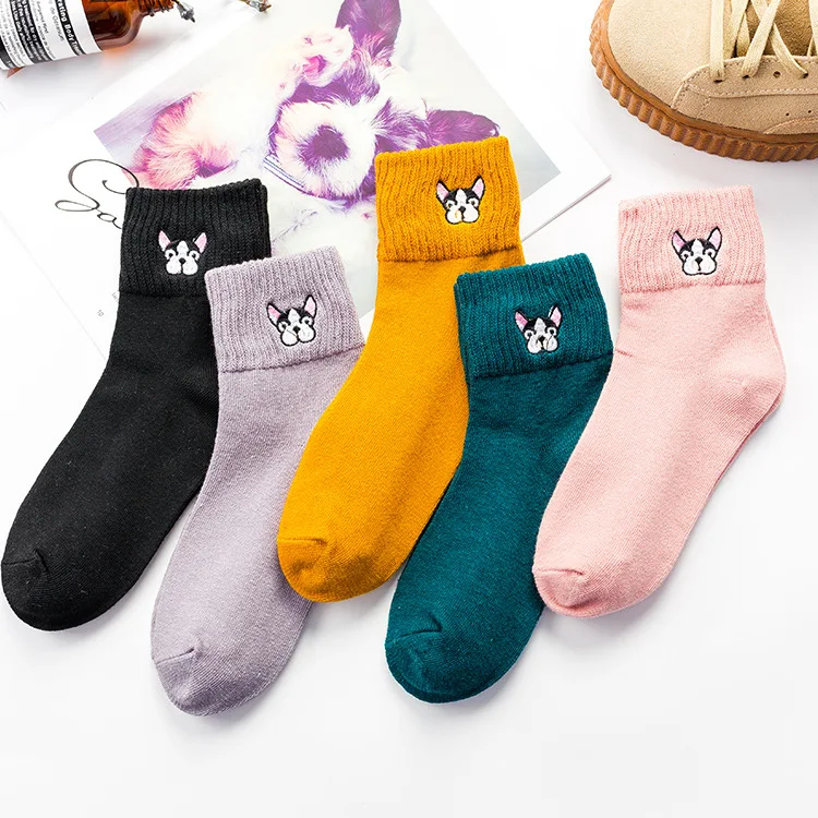 Girls Socks Korean Embroidery Funny Long Crew Socks Print Cute Cartoon Animal for Women Spandex / Nylon / Cotton Casual Knitted