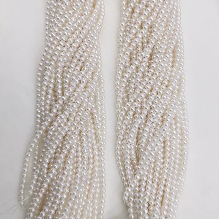 3.0-3.5mm Good quality Natural White Round Lustrous Pearls Strand Loose Beads Pearl String for Jewelry Making