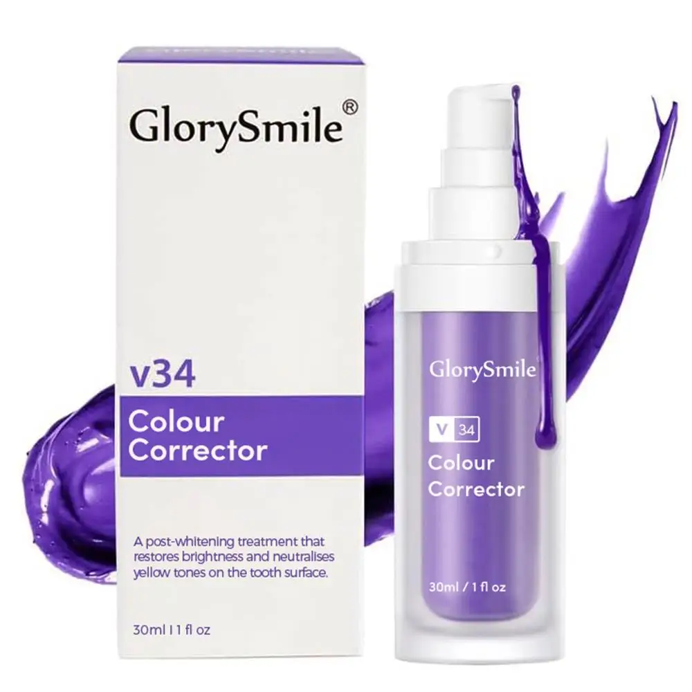 Glorysmile V34 Color Correct Teeth Whitening Toothpaste 30ml Travel Size Fresh Breath Toothpaste