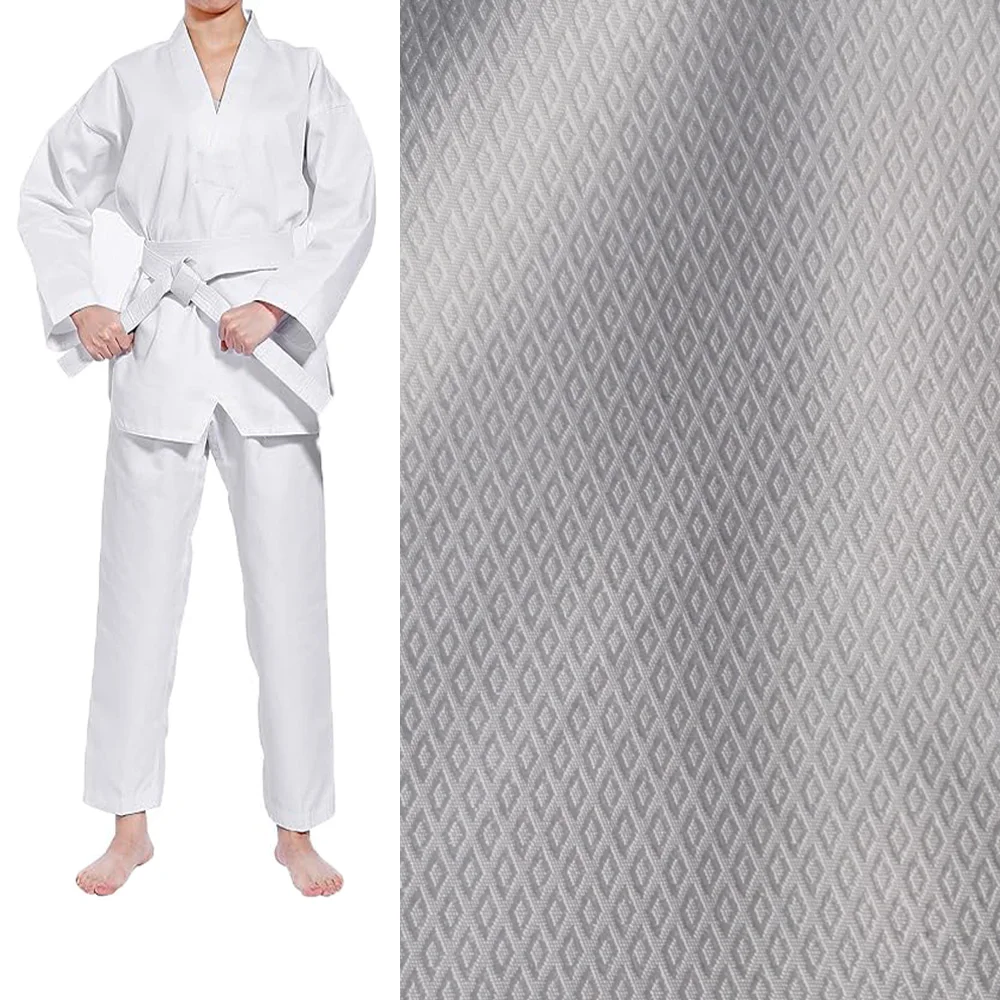 Wholesale ITF Martial White Polyester Dobby Karate Taekwondo Uniform Fabric
