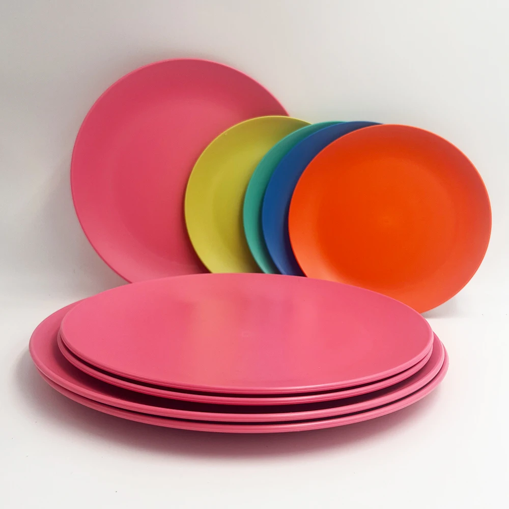 rpet plastic reusable plates durable colourful dinner wholesale promotion