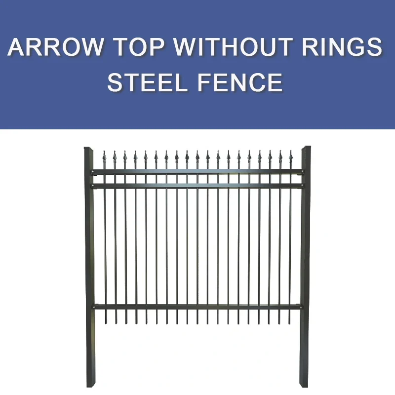 Heavy duty steel pickets fence panel black powder coated steel fence anti-rust modern ornamental steel fencing for outdoor