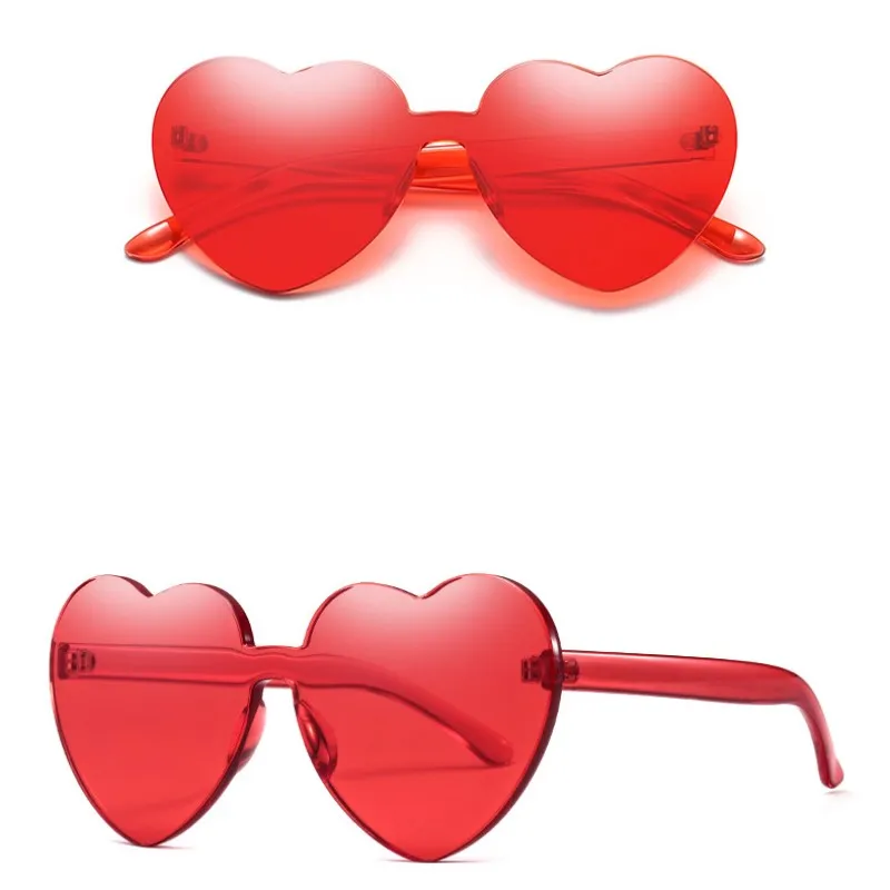 Hot Sale Heart Sunglasses  Rimless One Pieces Colorful Sun Glasses