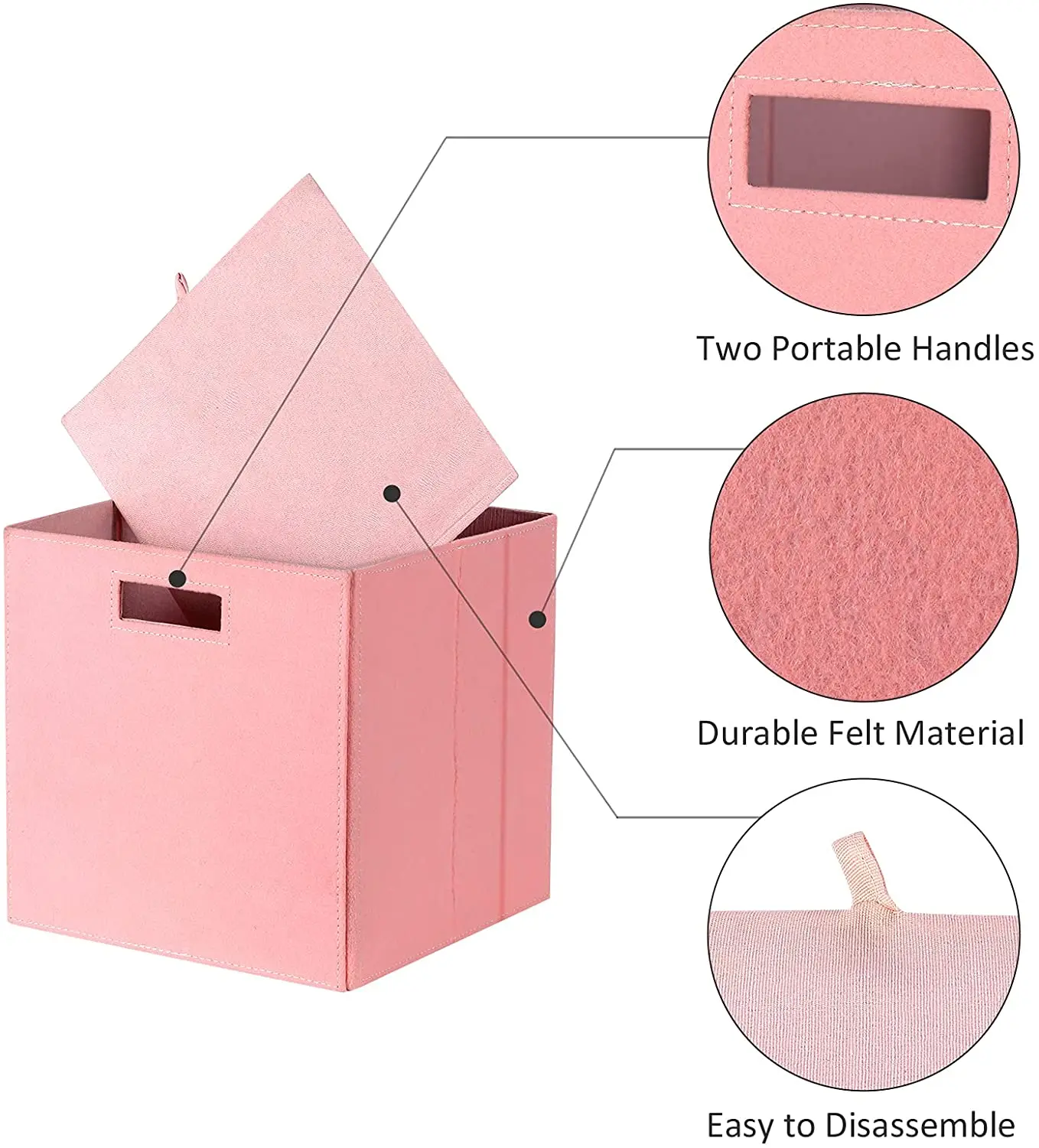 Hot selling folding handle flower girl set rectangle customized felt storage fashion picnic basket with low price