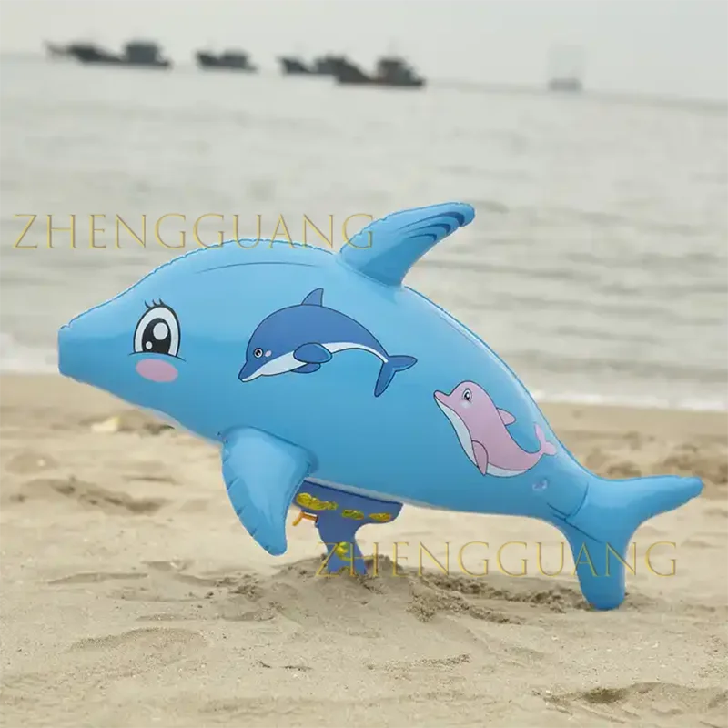 Zhengguang Toys Summer Outdoor Swimming Pool Game Balloon PVC Air Inflatable Inflating Dolphin Inflated Water Gun