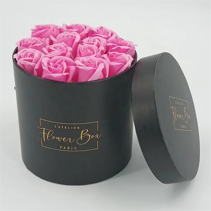 Custom cylinder paper flower gift box rose packaging box with lid