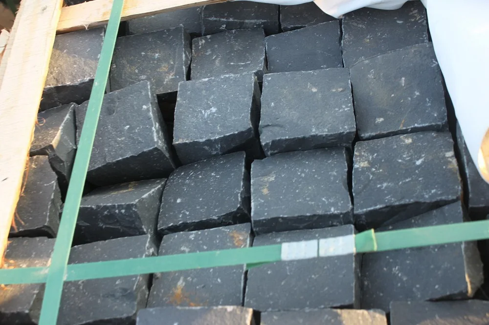 Wholesale Black Basalt Cobblestone Natural Stone Cube for Driveway Paving