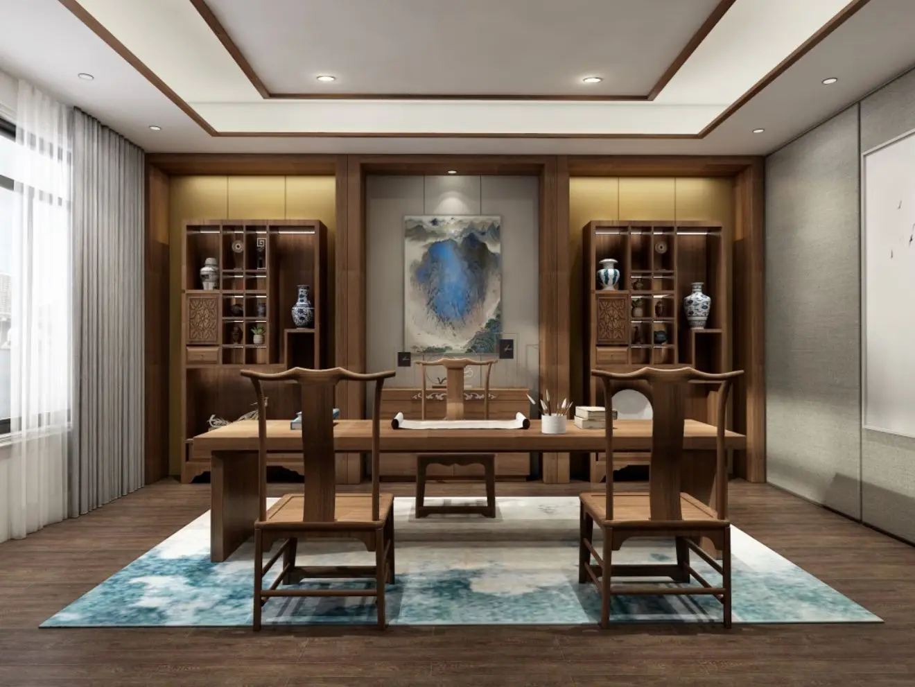 Graceful Elegant Chinese Study Room Furniture Embodying Traditional Aesthetics Crafted From Premium Natural Wood Materials