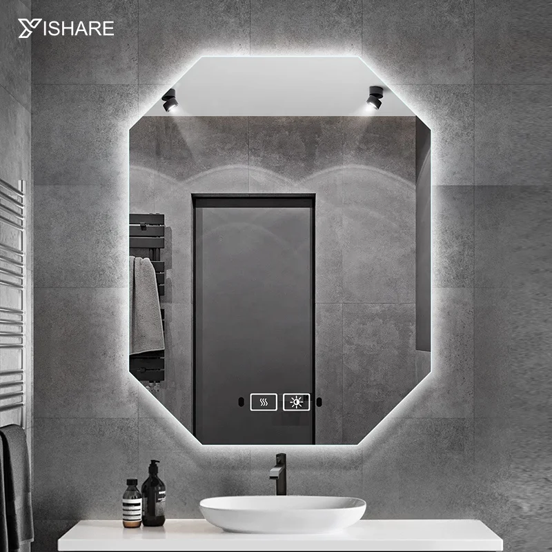 Yishare Vanity Mirrors Wholesale Hotel House Decoration Wall Hanging Lighted Smart Led Screen Mirror Makeup Bathroom Mirrors