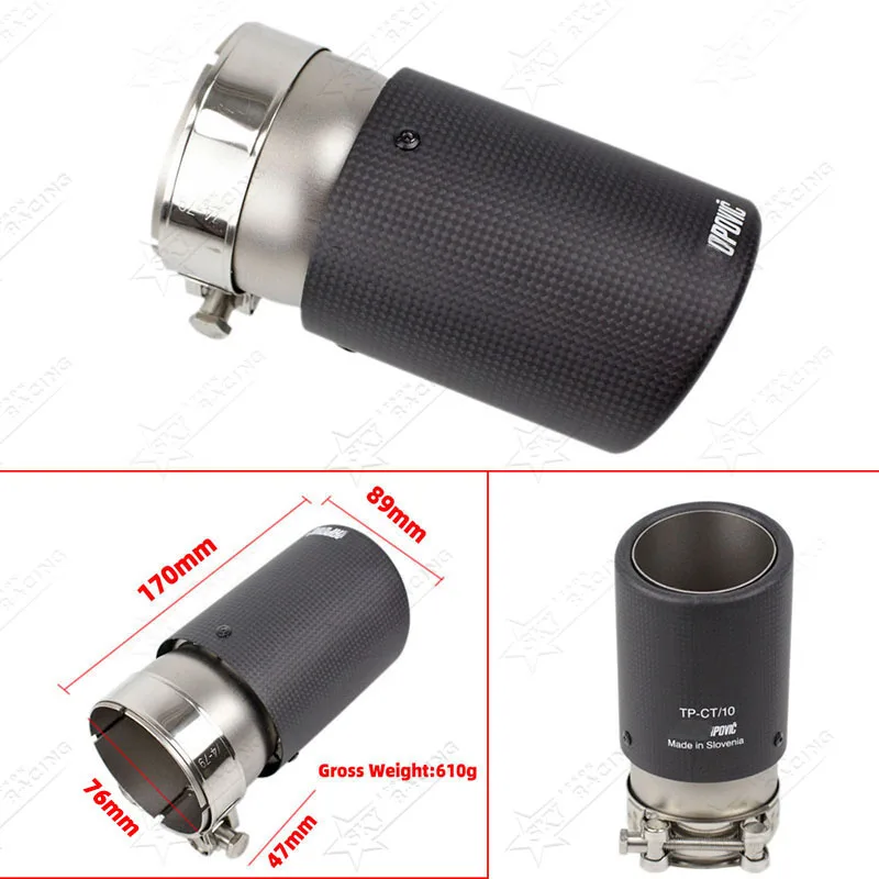 Akropovic Acrapovic Akapovic Carbon Fiber Stainless Steel Dual 60mm 80mm 2 Inch Inlet Muffler Exhaust Tip for BMW Audi Universal